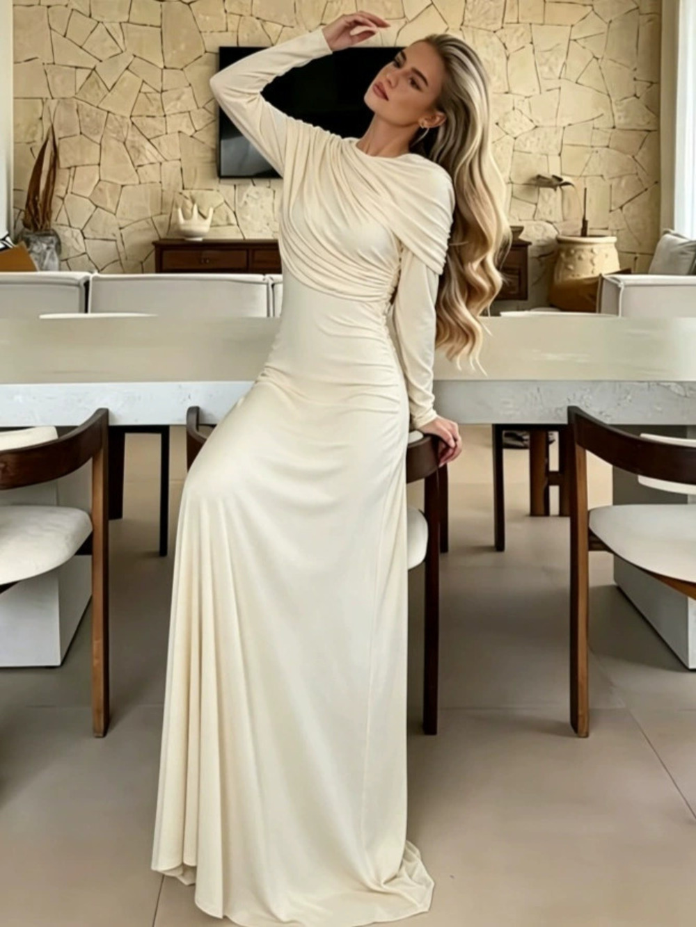 ZARA Cap Sleeve Pleated Asymmetric Solid Dress